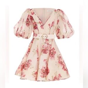 Zimmerman High Tide Floral Puff Sleeve Dress, Size 0P